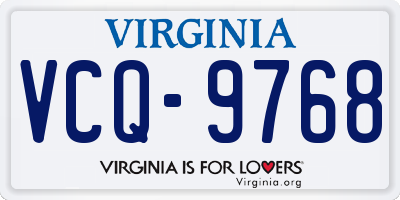 VA license plate VCQ9768