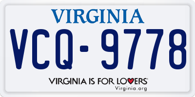 VA license plate VCQ9778
