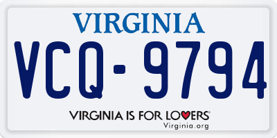 VA license plate VCQ9794