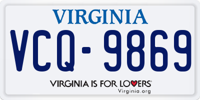 VA license plate VCQ9869