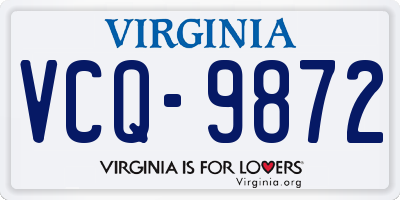 VA license plate VCQ9872