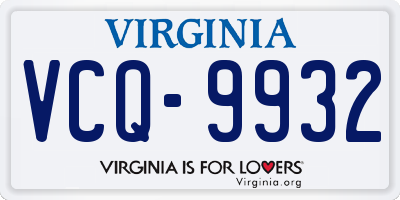 VA license plate VCQ9932