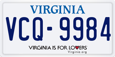 VA license plate VCQ9984