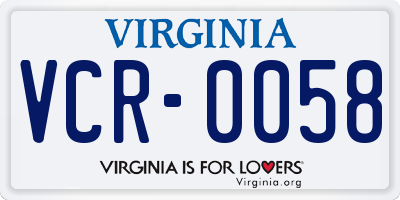 VA license plate VCR0058