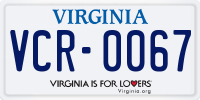 VA license plate VCR0067