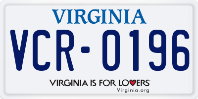VA license plate VCR0196