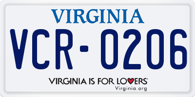 VA license plate VCR0206