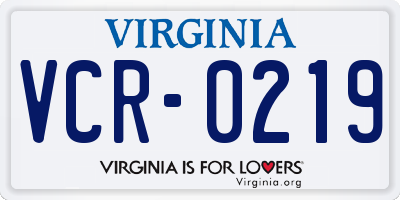 VA license plate VCR0219