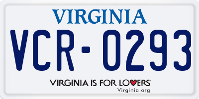 VA license plate VCR0293
