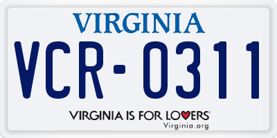 VA license plate VCR0311