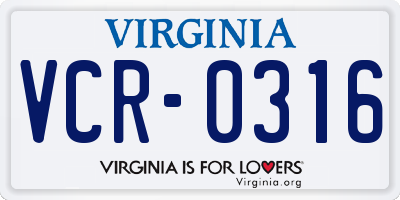 VA license plate VCR0316