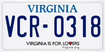 VA license plate VCR0318