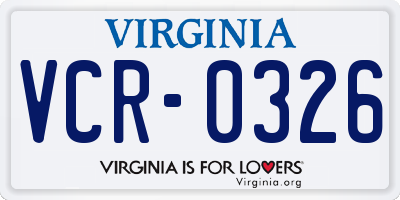 VA license plate VCR0326