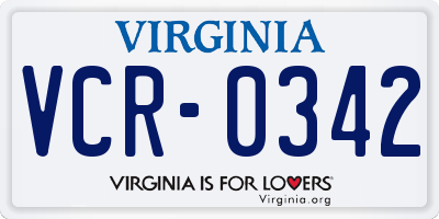 VA license plate VCR0342