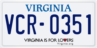 VA license plate VCR0351