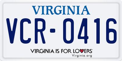 VA license plate VCR0416