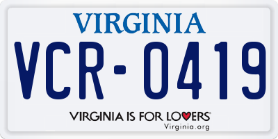 VA license plate VCR0419