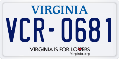 VA license plate VCR0681