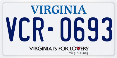 VA license plate VCR0693