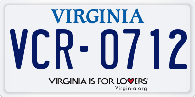 VA license plate VCR0712