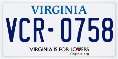 VA license plate VCR0758
