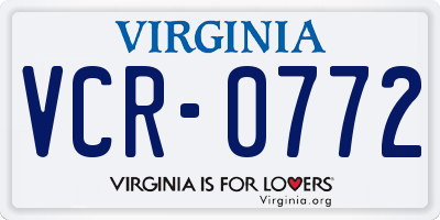 VA license plate VCR0772