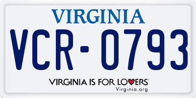 VA license plate VCR0793
