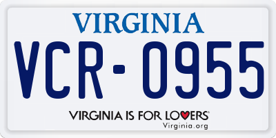 VA license plate VCR0955