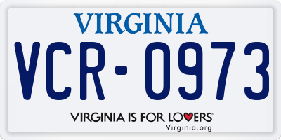 VA license plate VCR0973