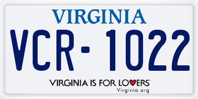 VA license plate VCR1022