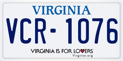 VA license plate VCR1076