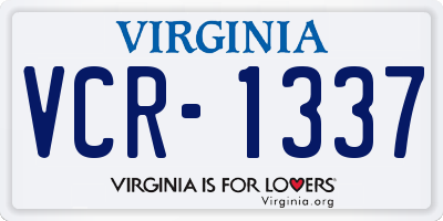VA license plate VCR1337