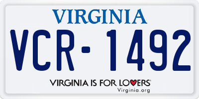VA license plate VCR1492