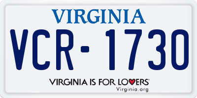VA license plate VCR1730