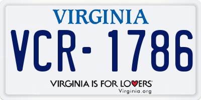 VA license plate VCR1786