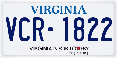 VA license plate VCR1822