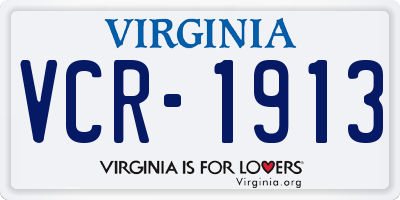 VA license plate VCR1913
