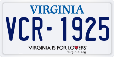 VA license plate VCR1925