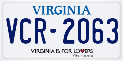 VA license plate VCR2063