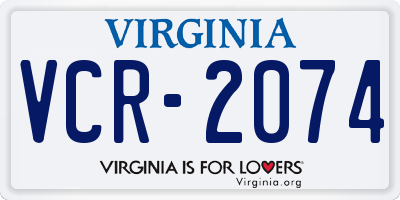 VA license plate VCR2074