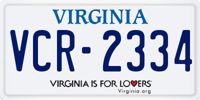 VA license plate VCR2334