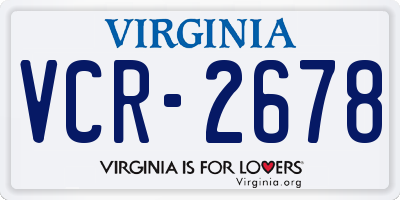 VA license plate VCR2678