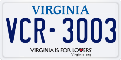 VA license plate VCR3003