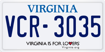 VA license plate VCR3035