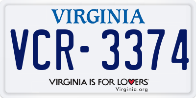 VA license plate VCR3374