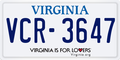 VA license plate VCR3647