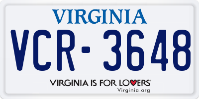 VA license plate VCR3648