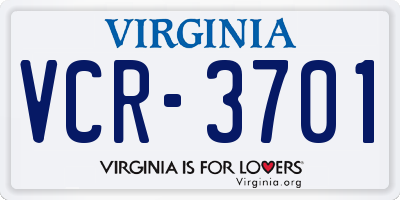 VA license plate VCR3701