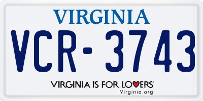 VA license plate VCR3743