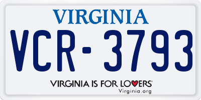 VA license plate VCR3793